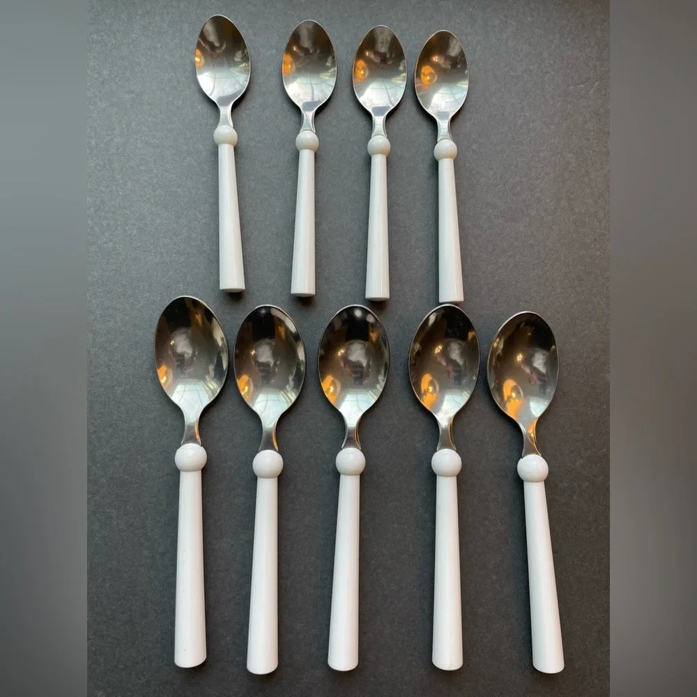 Vintage IKEA white flatware. Spoons. Lot of 9